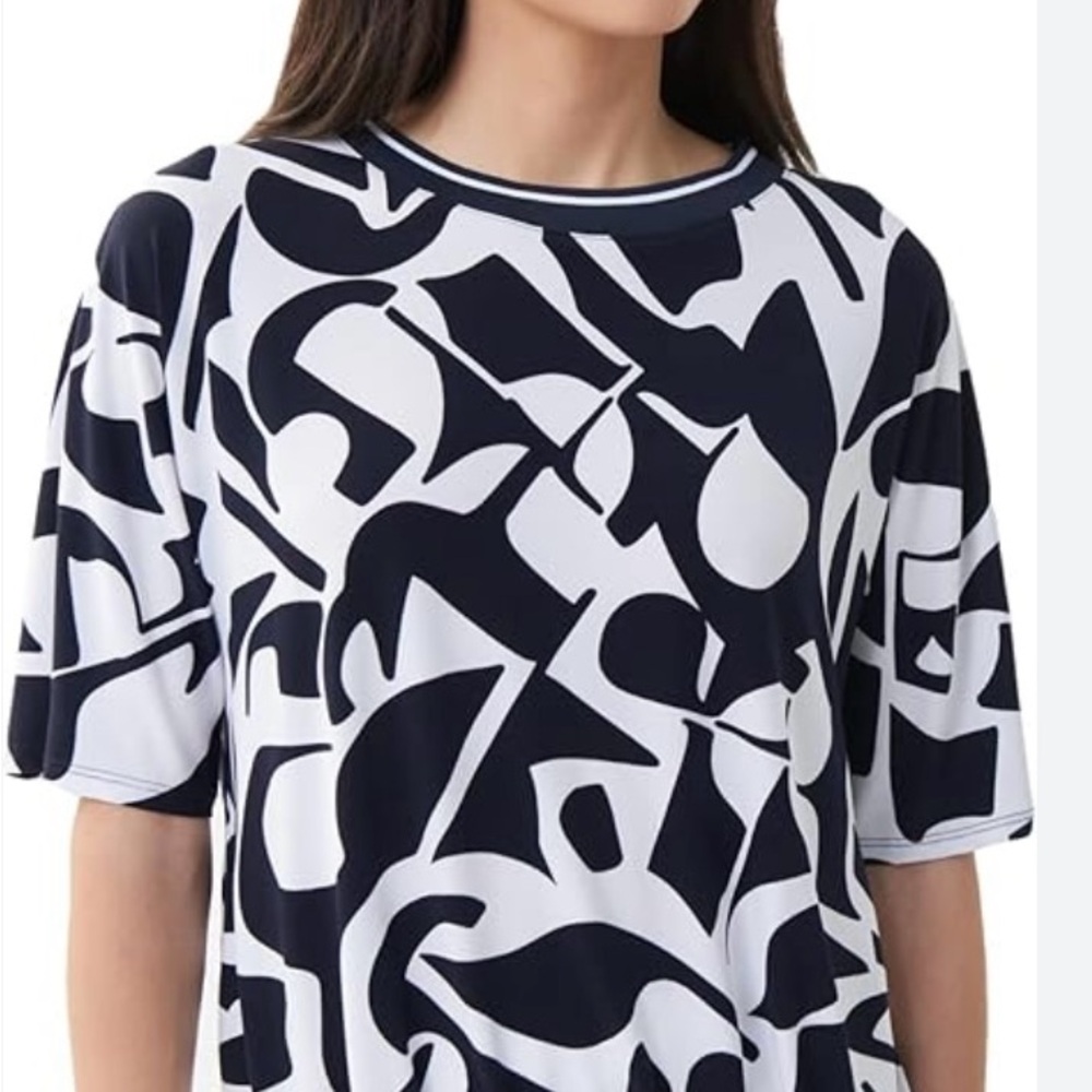 Abstract Black and White Women's Top